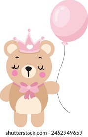 Princess teddy bear holding a balloon