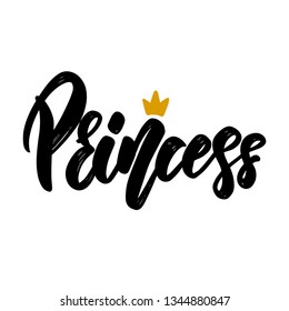Princess text. Vector lettering phrase for poster, greeting card, postcard.