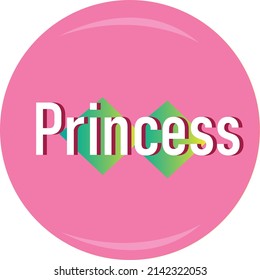 princess texted round shape colorful vector design elements of women for banner, label, card.