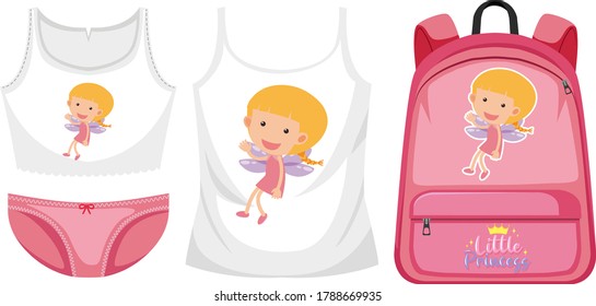 Princess theme kid outfit illustration
