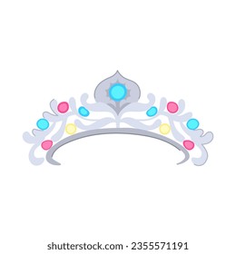 Prinzessin Tiara Cartoon. Diadem-Königin, Schmuckkönig, Mädchen-Modeprinzessin Tiara-Schild. einzelne Vektorgrafik-Vektorgrafik