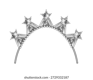 Princesa tiara Vector maqueta Plantilla técnica dibujo de línea.