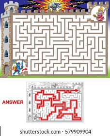 Princess in a tower. Help knight to find a path to jailed princess.
Labyrinth for kids. Landscape, hard.