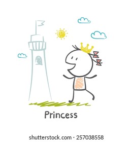 Princess with a tower illustration