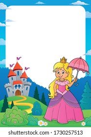 Princess with umbrella theme frame 1 - eps10 vector illustration.