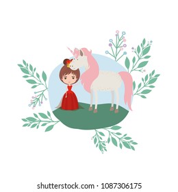 princess with unicorn in the camp