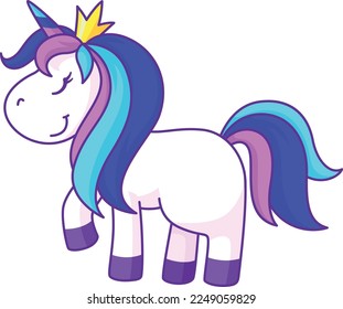 Princess unicorn. Cute fairytale character. Magic creature