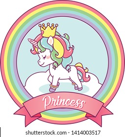 Princess Unicorn On A Rainbow Frame