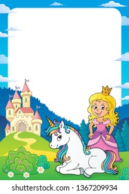 Prinzessin und Einicorn Thema Rahmen 1 - eps10 Vektorgrafik.