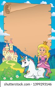 Parchment Princess y unicorn 1 - ilustración vectorial eps10.