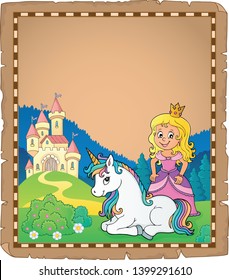 Parchment Princesa y unicornio 2 - ilustración vectorial eps10.