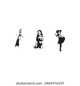 princess vector black, set of princess icon, graphic design, art style work, illustration, best doll vector collection