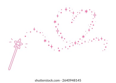 Princess wand and magic dust, vector doodle girly element