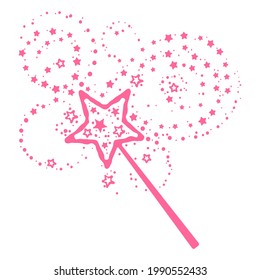 Princess wand. Pink magician baton, sparkling rod vector graphic illustration, dream maggic shine bacillus