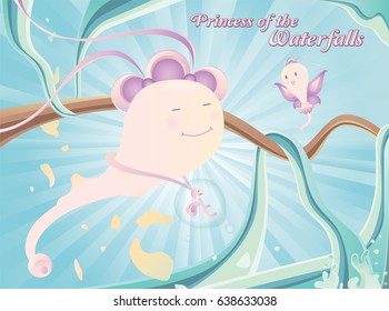 Princess of the Waterfalls. Kids Wallpaper.