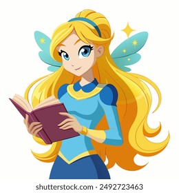 princess wings blonde with a book