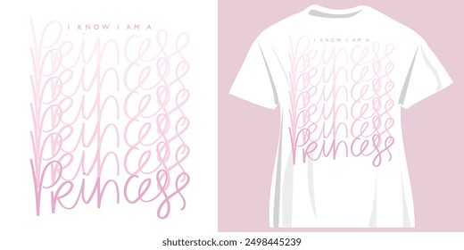 Princess word pink calligraphy. Vector illustration design for fashion, t shirt, slogan tee, print, poster, graphic, sticker.
