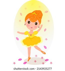 A princess in a yellow dress is dancing a ballet, a fictional character, vector.