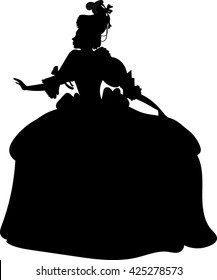 Princess,17th Century, Silhouette - Vector Illustration