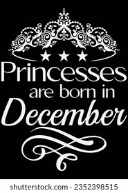 
Princesses Are Born In December eps cut file for cutting machine