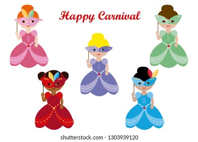 Princesses with carnival mask