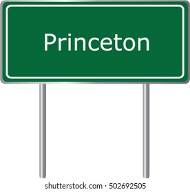 Princeton , Illinois, road sign green vector illustration, road table, USA city