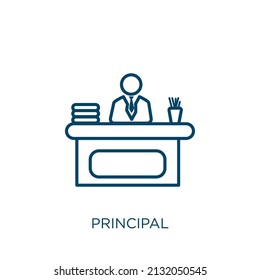 principal icon. Thin linear principal outline icon isolated on white background. Line vector principal sign, symbol for web and mobile