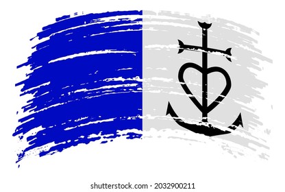 Principality of Aigues-Mortes flag in grunge brush stroke, vector image