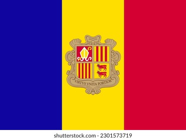 Principality of Andorra flag. Official colors. Correct proportion. Vector illustration