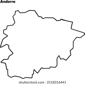 Principality of Andorra map simple outline.