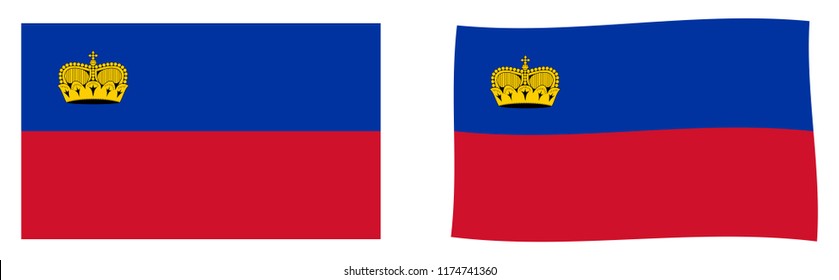 Principality of Liechtenstein flag. Simple and slightly waving version.