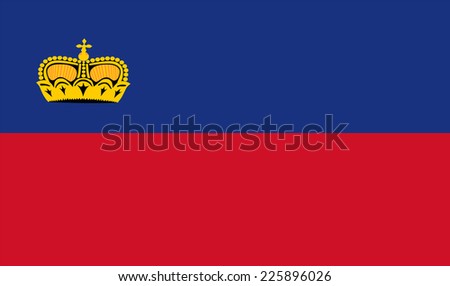 Principality of Liechtenstein flag vector illustration isolated. National symbol. State in Europe.