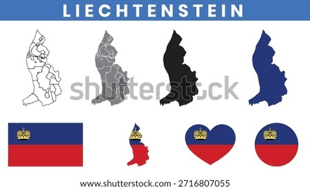 Principality of Liechtenstein Map and Flag Vector Set