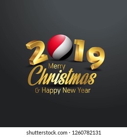 Principality of Sealand Flag 2019 Merry Christmas Typography. New Year Abstract Celebration background