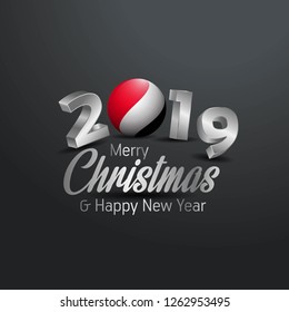 Principality of Sealand Flag 2019 Merry Christmas Typography. New Year Abstract Celebration background