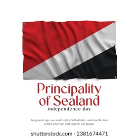 Principality of Sealand Flag, Celebrating Independence Day. Abstract waving flag on white background Country Flag.