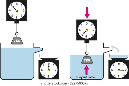 principle of Archimedes  illustration vector