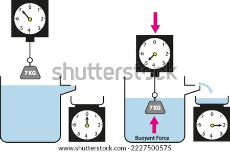 principle of Archimedes  illustration vector