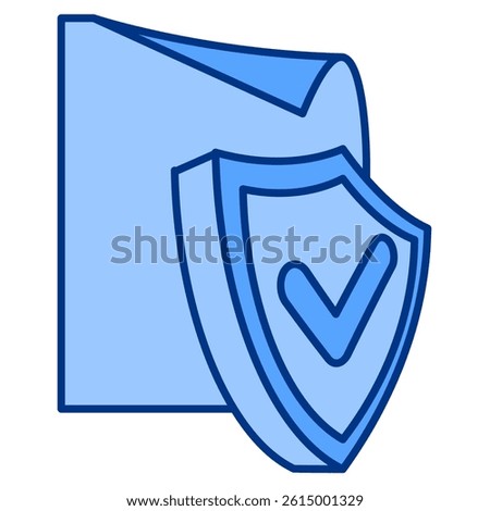 Principle icon represented by paper, shield Blue style.