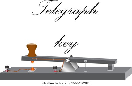 The principle of operation of a mechanical telegraph key on which there are contacts for connecting to an electrical circuit.