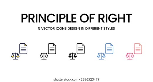 Principio de diseño de icono derecho en cinco estilos con pulsación editable. Línea, Sólido, Línea plana, Color de tono Duo y Línea de degradado de color. Adecuado para diseño de páginas Web, aplicaciones móviles, UI, UX y GUI.