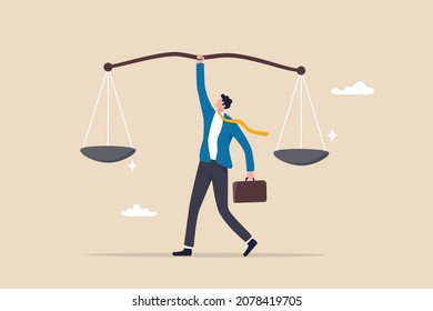 Principles and business ethic to do right things, social responsibility or integrity to earn trust, balance and justice for leadership concept, confident businessman leader lift balance ethical scale. - Shutterstock ID 2078419705