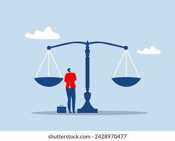 Principles and business ethic to do right things,Business ethics in work and principles. Honesty, trust, responsibility in business.confident businessman leader lift balance ethical scale.