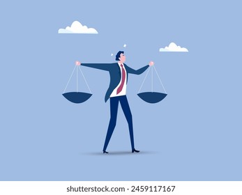 Principles and business ethic to do right things,Business ethics in work and principles. Honesty, trust, responsibility in business.confident businessman leader lift balance ethical scale.