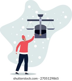 Principles and business ethic to do right things, social responsibility or integrity to earn trust, balance and justice for leadership concept.life and employment of people.