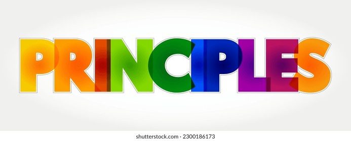 Principles colorful text, business concept background