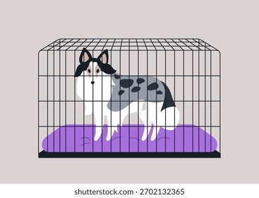 The principles of dog crate training for shelties, The crate features a soft mat, emphasizing comfort while providing a secure area for the pet.