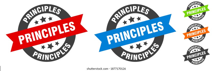 principles stamp. principles round ribbon sticker. label