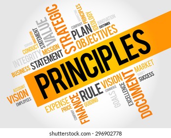 Principles word cloud, business concept