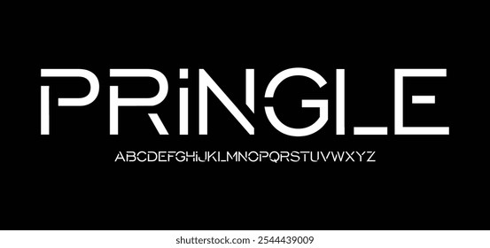 Pringle, Logo moderno futuro com fonte em negrito. Tipografia urbano itálico estilo fontes tecnologia, esporte, marca de filme e logotipos. ilustração vetorial